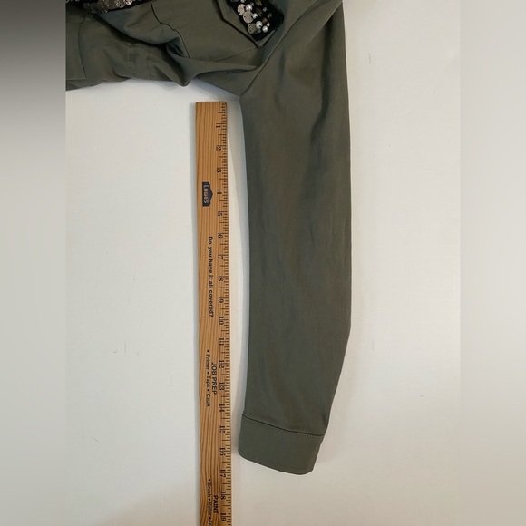 Sweet Rain Women’s Jacket Military Style Olive Green Embellished trim Size S - Picture 6 of 16